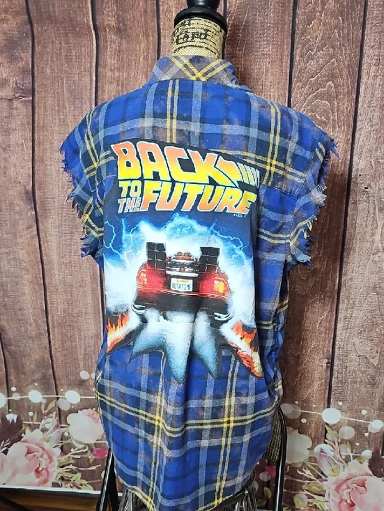 Back to the Future FRINGED WASHED FLANNEL SM-XL - Picture 2 of 6